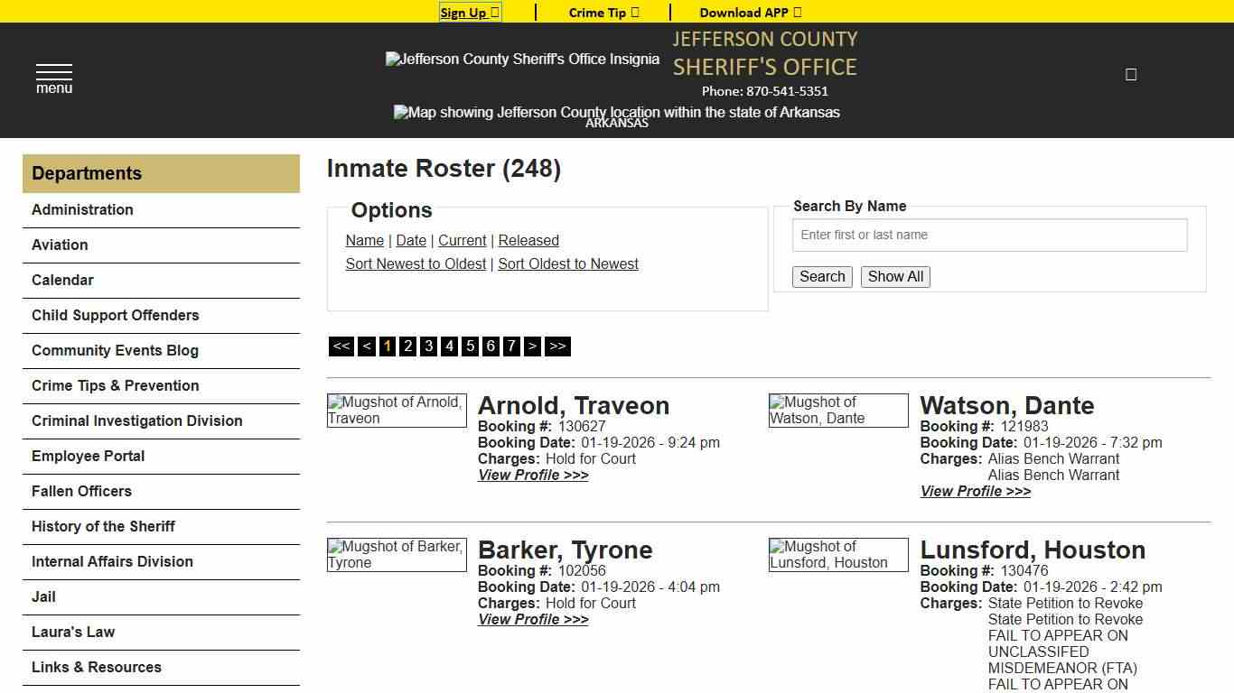 Inmate Roster - Current Inmates Booking Date Descending - Jefferson County Sheriff AR