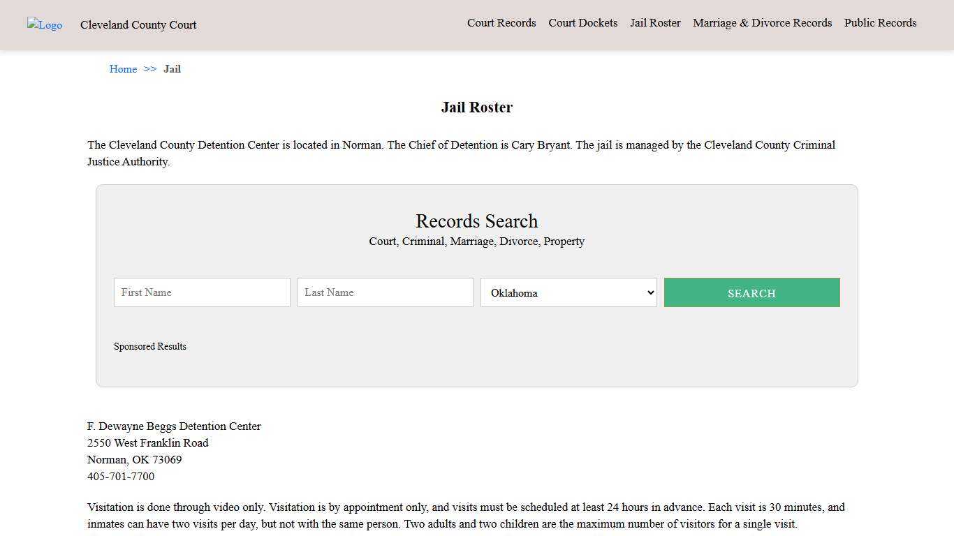 Jail Roster | Cleveland County Court